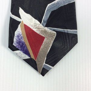 Limited Edition Mens Tie 4 in W x L 54 Silk Black Red Silver Gray White Abstract